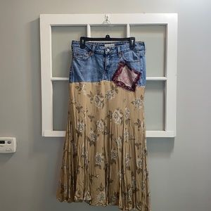 Boho Skirt, Repurposed Jeans, Maxi Skirt